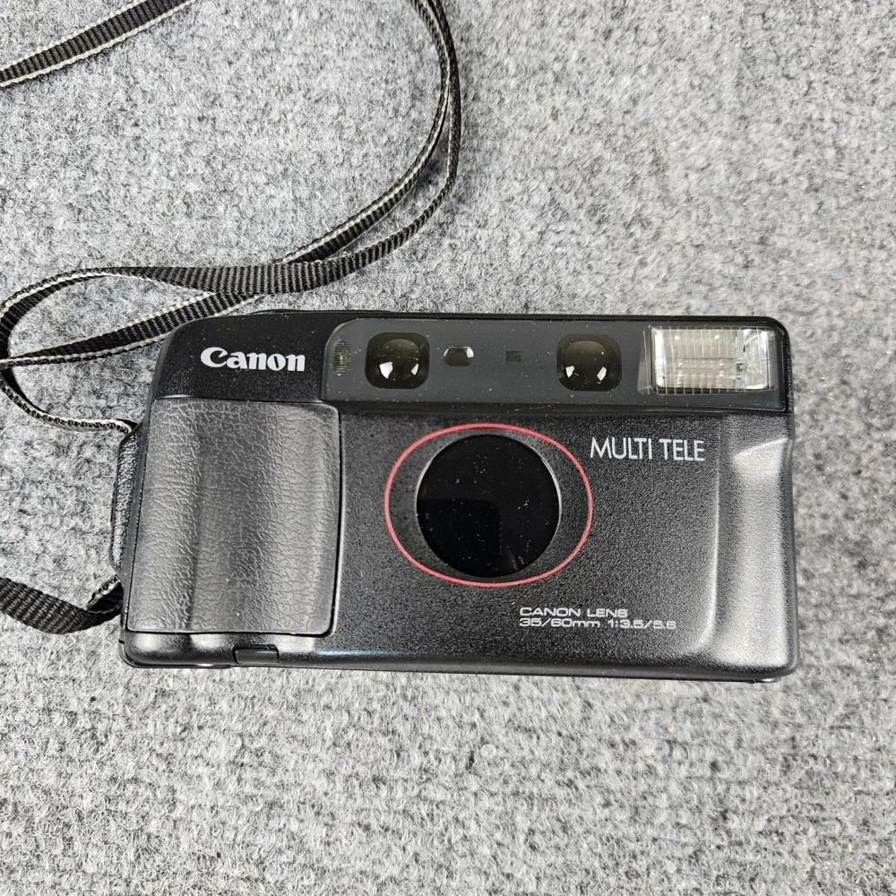 Canon Sure Shot Multi Tele 35mm Film Camera with 35/60mm Lens and Case Black